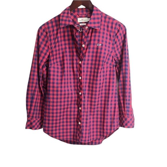 Vineyard Vines Tops - Vineyard Women's Classic Plaid Long Sleep Casual Button‎ Down Shirt Size 0